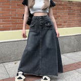 ハイウエストデニムロングスカート/アウトボタン/6ポケッツ | LETee | 詳細画像2