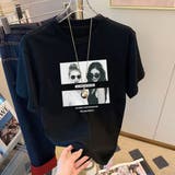 BLACK | ボックスプリントティーシャツ/女の子プリント | LETee