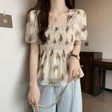 花柄シフォントップス/スクエアネック | LETee | 詳細画像9