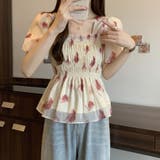 花柄シフォントップス/スクエアネック | LETee | 詳細画像2