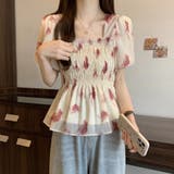 花柄シフォントップス/スクエアネック | LETee | 詳細画像3