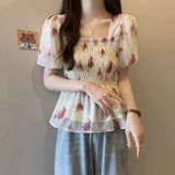 花柄シフォントップス/スクエアネック | LETee | 詳細画像5