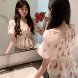 花柄シフォントップス/スクエアネック | LETee | 詳細画像6