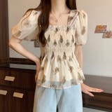 花柄シフォントップス/スクエアネック | LETee | 詳細画像8