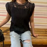 BLACK | 総レースプルオーバー キャミソール付き | LETee