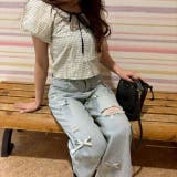 YELLOW | パフスリーブ半袖ショート丈トップス ぽわん袖が可愛い♪ | LETee