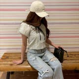 パフスリーブ半袖ショート丈トップス ぽわん袖が可愛い♪ | LETee | 詳細画像1