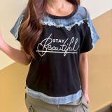 ドルマンスリーブ ロゴ デニムドッキングＴシャツ | LETee | 詳細画像11 