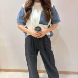 サイド切り替え&袖&ポケット デニムドッキングTシャツ | LETee | 詳細画像9