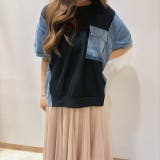 サイド切り替え&袖&ポケット デニムドッキングTシャツ | LETee | 詳細画像18