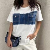 WHITE | デニムドッキング配色トップス | LETee