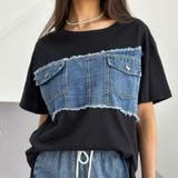 BLACK | デニムドッキング配色トップス | LETee