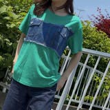 GREEN | デニムドッキング配色トップス | LETee