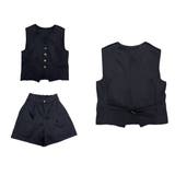 BLACK | ベスト&ショートパンツ セットアップ | LETee