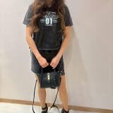 BLACK | WHITEロゴプリントワンウォッシュトップス&ラップスカート風ショートパンツ セ… | LETee