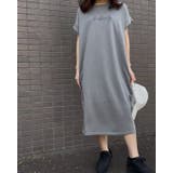 GREY | シシュウロゴカットソーワンピース/ビッグシルエット | LETee