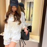 WHITE | 透け感が夏らしい♪長袖シャツ＆ポケット付きショートパンツ＆タンクトップ セットア… | LETee