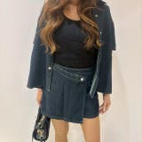 BLUE | デニムサマージャケット&ラップスカート風ショートパンツ セットアップ | LETee