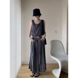 BLACK | デニム風ノースリーブワンピース/ベルト付 | LETee