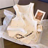WHITE | クロス&ストーン付きタンクトップ/ニットトップス | LETee