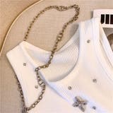 クロス&ストーン付きタンクトップ/ニットトップス | LETee | 詳細画像3