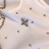 クロス&ストーン付きタンクトップ/ニットトップス | LETee | 詳細画像6