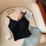 BLACK | レース付きキャミソール/レースライン/センターレースストライプ | LETee