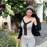 レース付きキャミソール/レースライン/センターレースストライプ | LETee | 詳細画像1