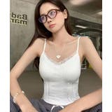 WHITE | レース付きキャミソール/レースライン/センターレースストライプ | LETee