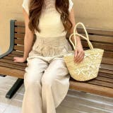 BEIGE | ウエスト編み込み紐デザイン 涼しげなタック入りワイドパンツ | LETee