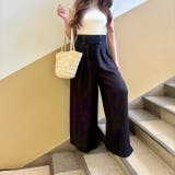ウエスト編み込み紐デザイン 涼しげなタック入りワイドパンツ | LETee | 詳細画像24 