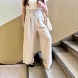 ウエスト編み込み紐デザイン 涼しげなタック入りワイドパンツ | LETee | 詳細画像2 