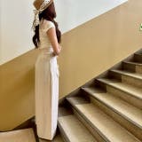 ウエスト編み込み紐デザイン 涼しげなタック入りワイドパンツ | LETee | 詳細画像5 