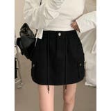 BLACK | ミリタリーミニスカート/アウトポケット/ウエストゴム | LETee