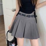 ボックスプリーツミニスカート/インナーパンツ付/ベルト付 | LETee | 詳細画像2 