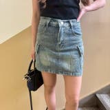 BLUE | デニムミニスカート 裏地インナーショートパンツ付 | LETee