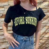 NAVY | ロゴプリントラウンドネックトップス/サイドシャーリング | LETee