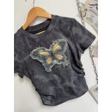 GREY | バタフライワッペンムラゾメトップス/サイドシャーリングTシャツ | LETee