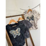 BLACK | バタフライワッペンムラゾメトップス/サイドシャーリングTシャツ | LETee