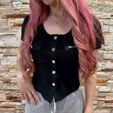 BLACK | 前開きカットソーラウンドネックトップス/フラップポケット＆ジップポケット付 | LETee