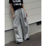 GREY | ダメージスウェットパンツ/リラックスパンツ/ウエストゴム | LETee