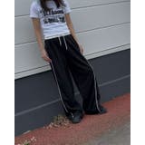 BLACK | サイドラインスウェットパンツ/ウエストゴム/シームライン | LETee