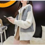 デニムドッキング ニットパーカー/ZIPUP | LETee | 詳細画像4 