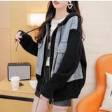 BLACK | デニムドッキング ニットパーカー/ZIPUP | LETee