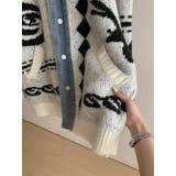 デニムドッキングジャカードニットカーディガン | LETee | 詳細画像8 