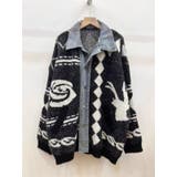 デニムドッキングジャカードニットカーディガン | LETee | 詳細画像3 