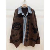 デニムドッキングジャカードニットカーディガン | LETee | 詳細画像6 