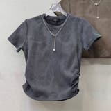GREY | サイドシャーリングトップス ショート丈 | LETee