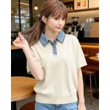 BEIGE | デニムドッキングカットソー | LETee
