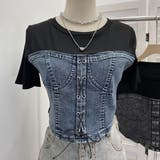 BLACK | デニムドッキングカットソー | LETee